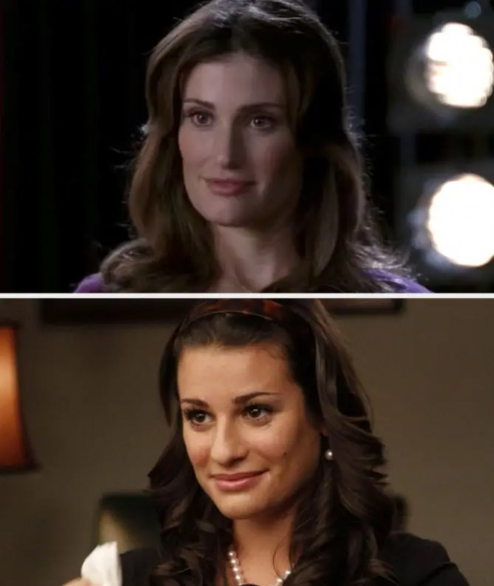 4. Idina Menzel as Shelby Corcoran and Lea Michele as Rachel Berry in Glee