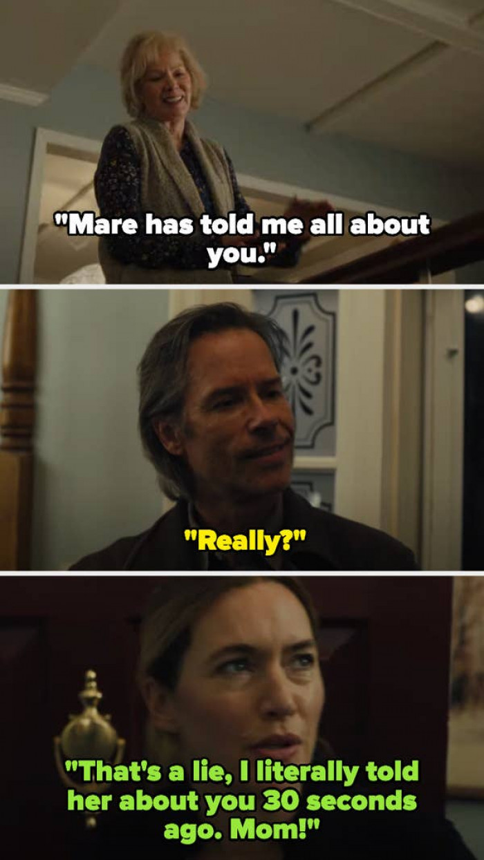 12. Mare of Easttown: Being a typical parent who greets her daughter's date-mate.