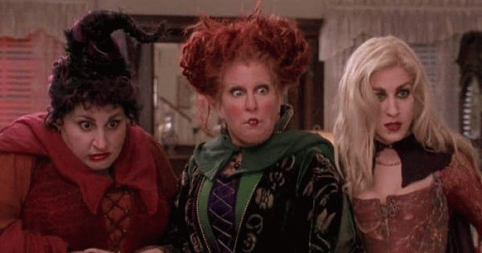 5.  Bette Midler, Sarah Jessica Parker, and Kathy Najimy - the Sanderson sisters in Hocus Pocus