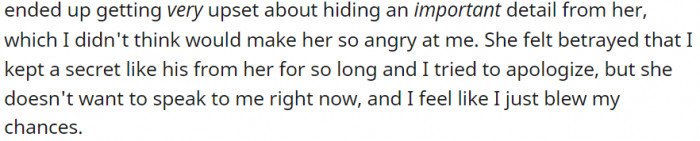 She felt betrayed