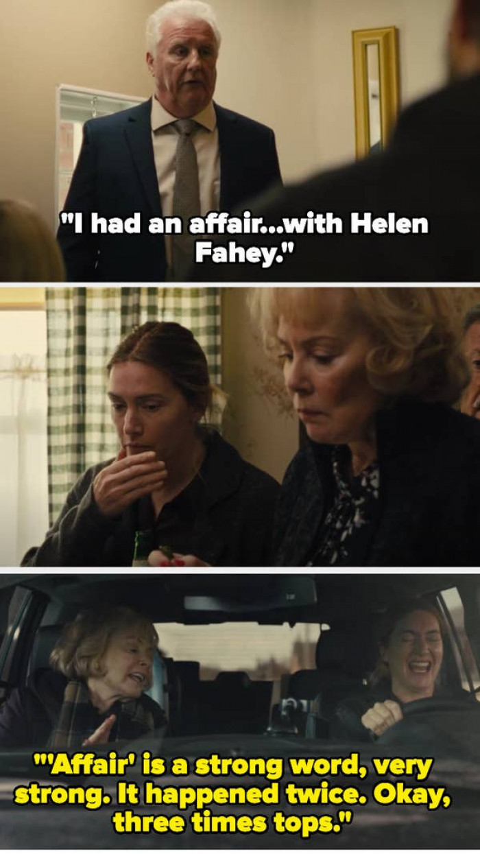 11. Mare of Easttown: The moment when Mr. Carroll revealed to everyone at his wife's funeral about having an affair with Helen: