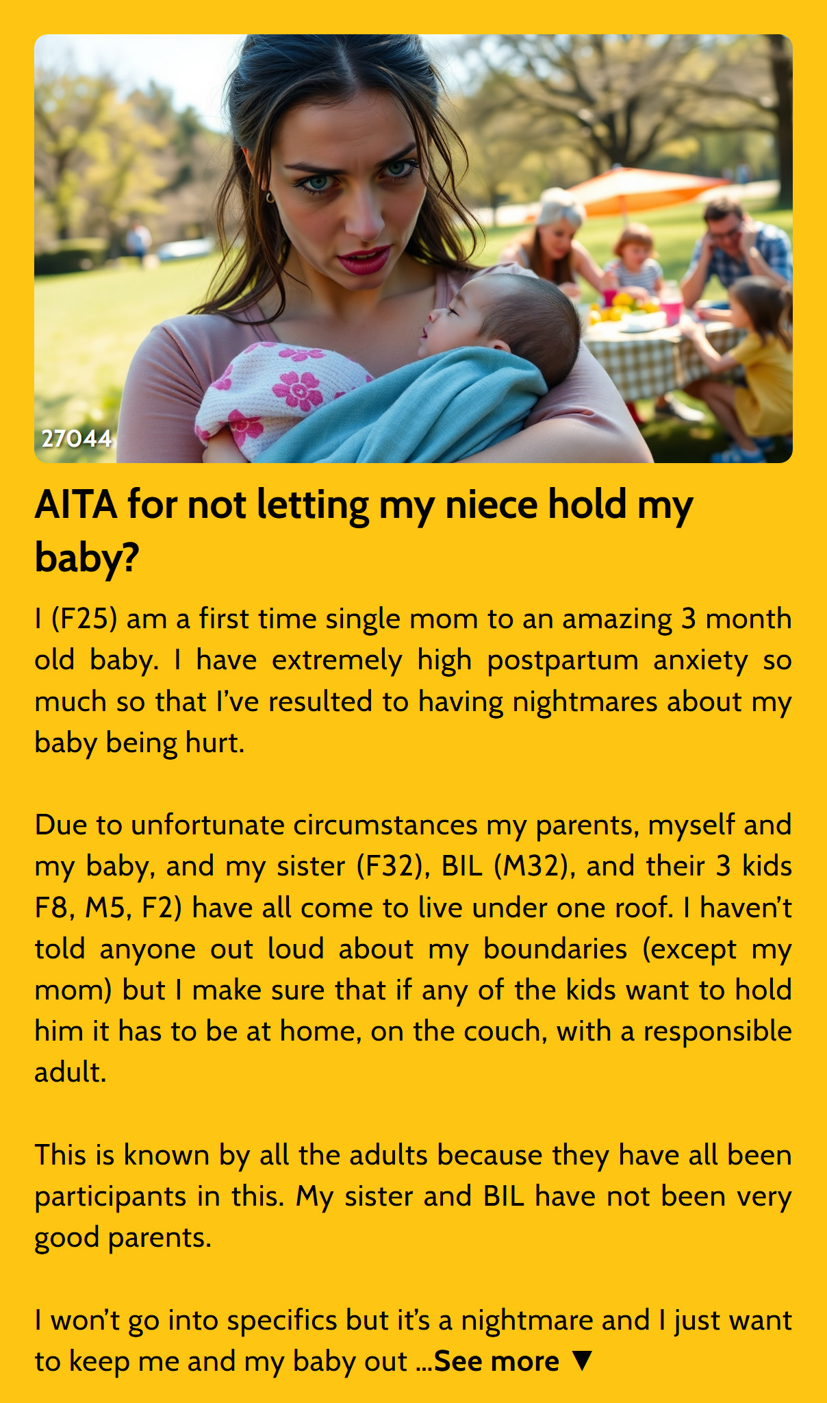 New Mom Upset Over Family Forcing Her To Let 8YearOld Niece Hold Her(02)