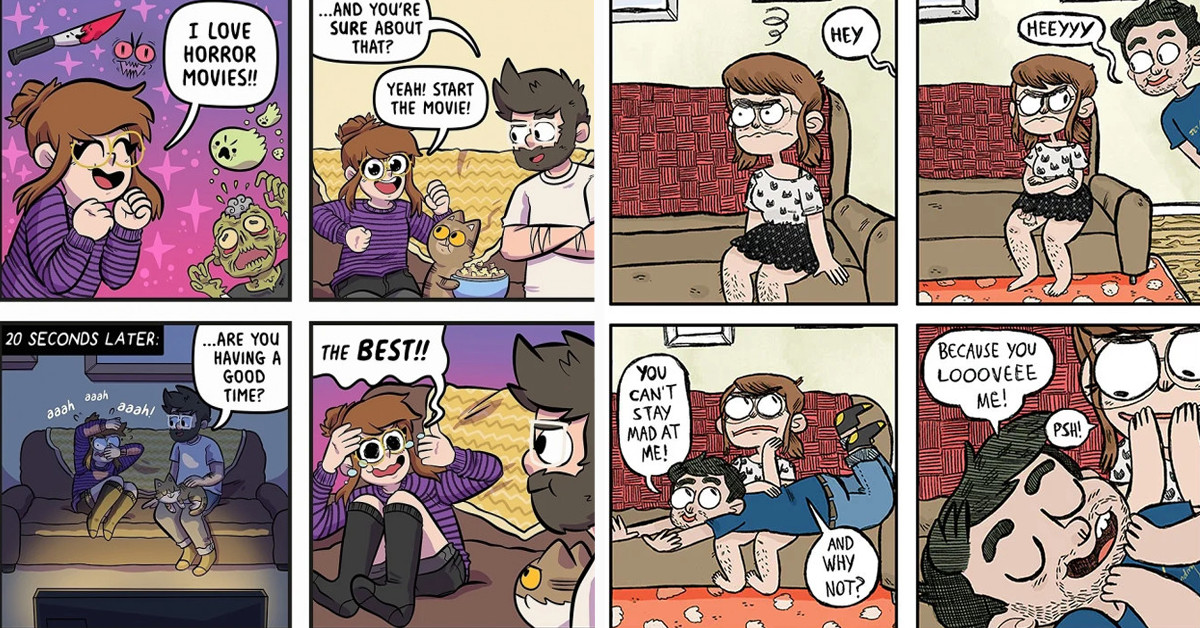 30 Funny Comics Created By An Illustrator That Depicts The Day-To-Day Life She Has With Her Partner And Their Four Cats