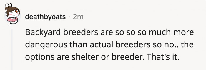 Backyard breeders were emphasized to fall under unethical breeding