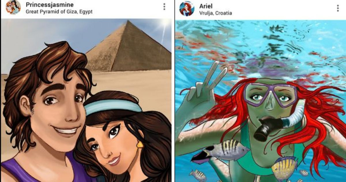 Talented Artist Creates Instagram Photos That Disney Princesses Would Totally Post