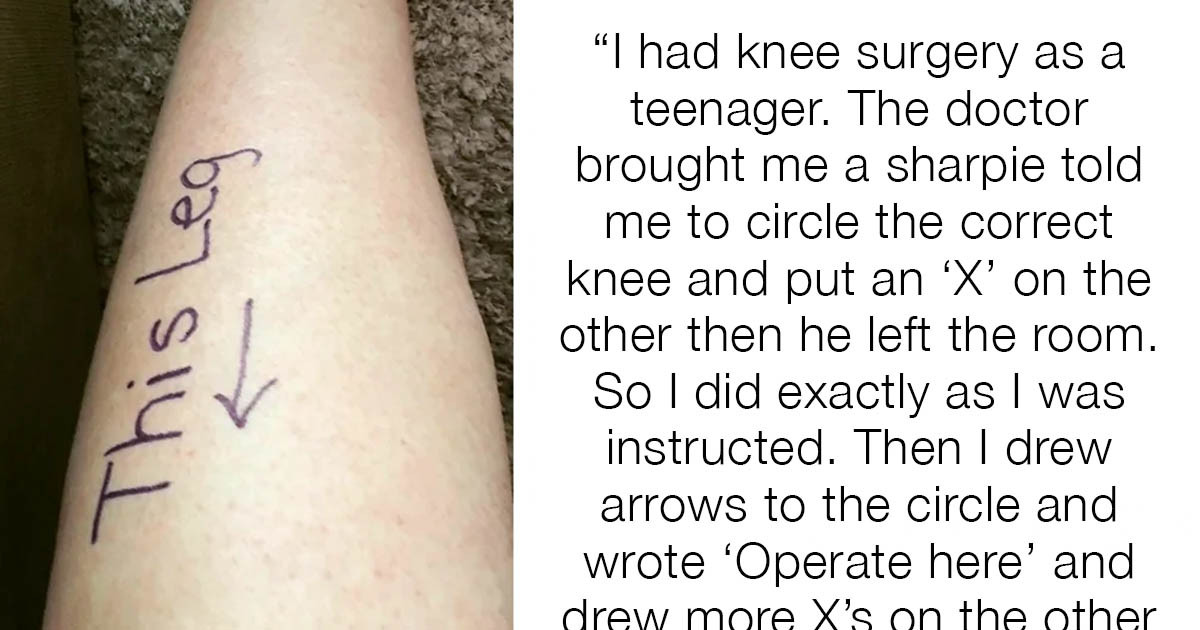 Teenager's Leg Surgery Got Delayed By Thirty Minutes Because The Doctors Were Laughing So Hard At His Pre-Op Artwork