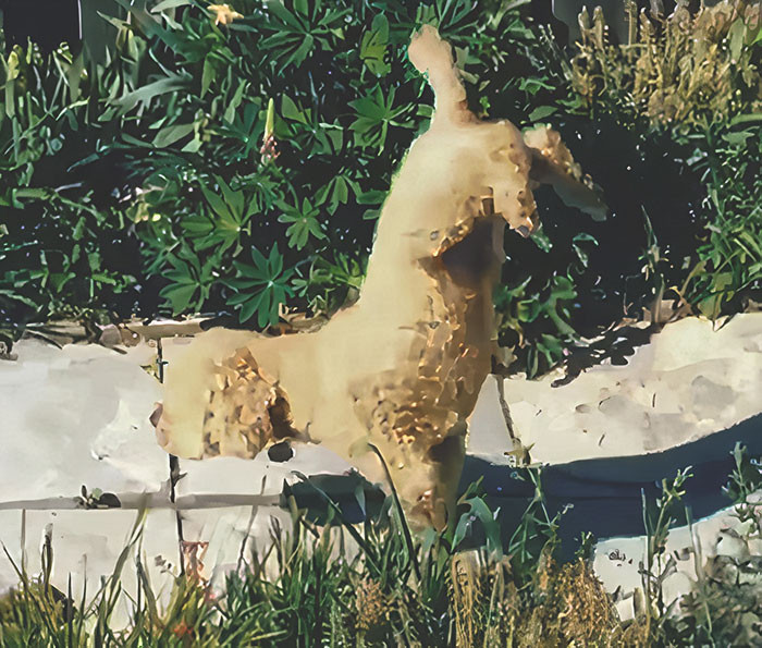 Dogs hand-standing while peeing.