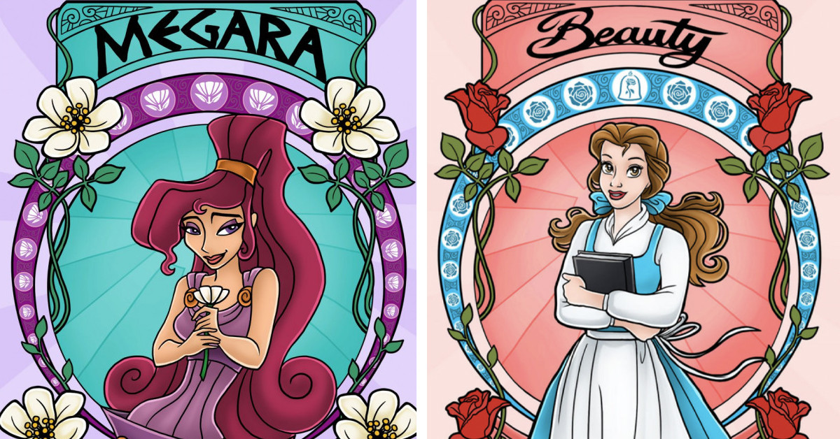 Dutch Artist Creates Gorgeous Art Nouveau Series Featuring Iconic Disney Characters