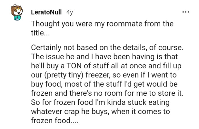 This Redditor thought the OP was their roommate