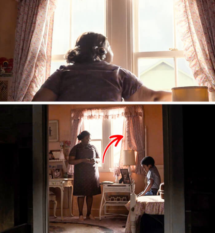 10. In the movie The Witches, the grandmother dragged the curtains to show the boy’s room. But when the camera angle changed, the right curtain looked totally different.