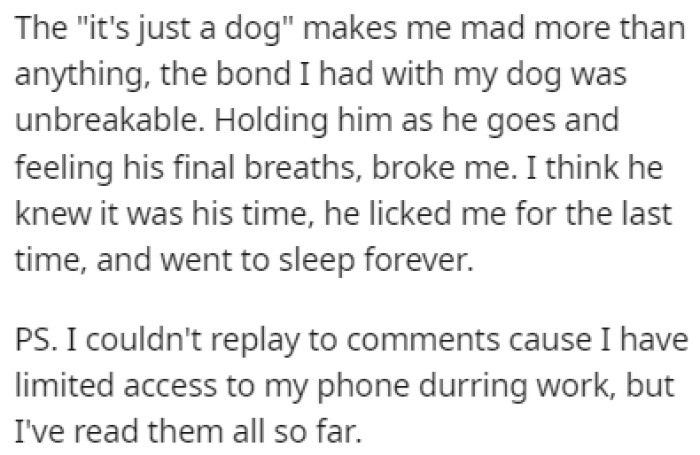 The bond OP had with his dog was an unbreakable one