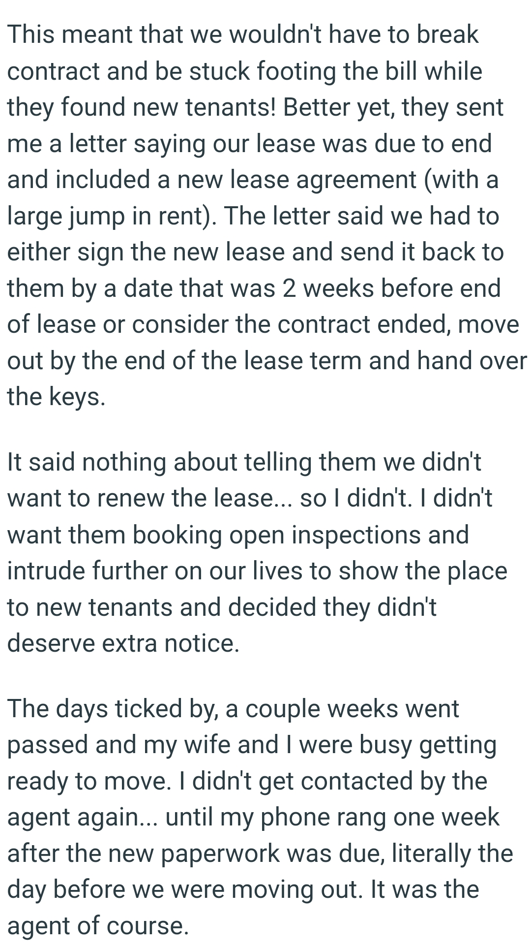 They sent OP a letter saying their lease was due to end and included a new lease agreement