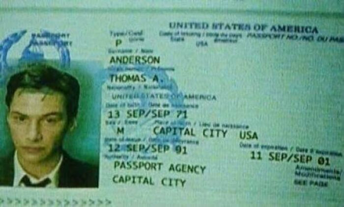 33. Neo's passport is issued in 1991