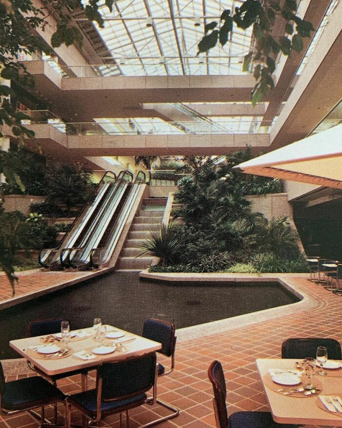 17. When Your Office Building Has A Foyer With A Restaurant, Waterfall With Pond, Skylight And Tropical Planting 🌴 Commercial Interiors International - Grosvenor Press 1986