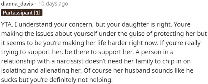 OP should support her daughter instead of isolating her