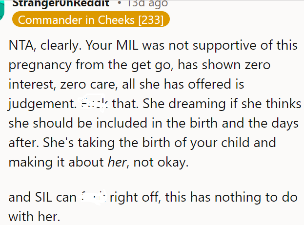 A Redditor said it's not about MIL and SIL thus the OP is right