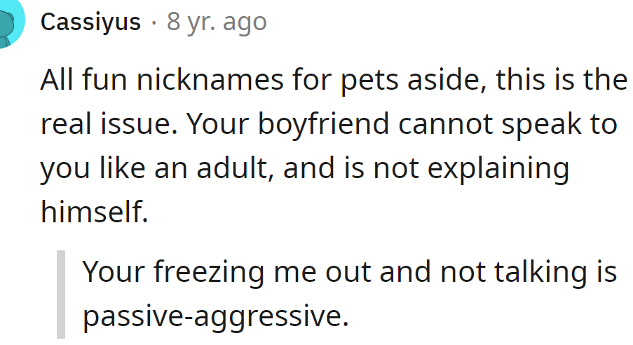 They have a real issue besides pets' nicknames