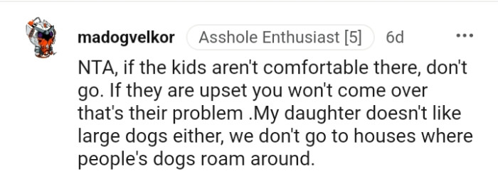 This redditor's daughter doe not like large dogs either