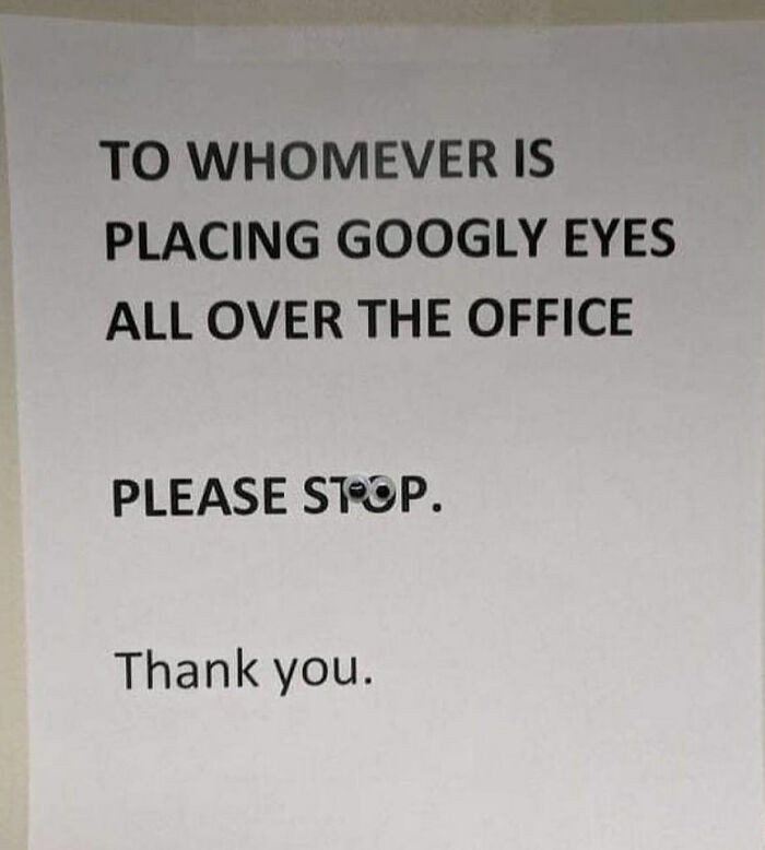 18. Office Surveillance Level: Googly Eyes