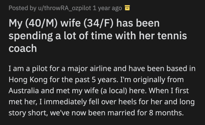 OP told his wife that he knew what she was trying to do