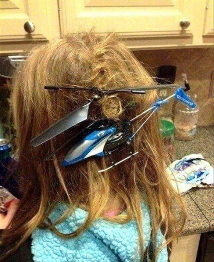 12. It’s all fun and games until you get an RC helicopter stuck in your child’s hair