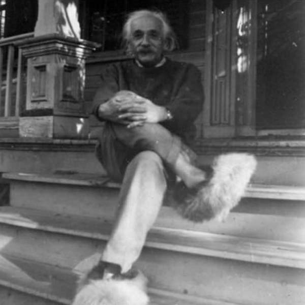 7. Einstein and his furry shoes.