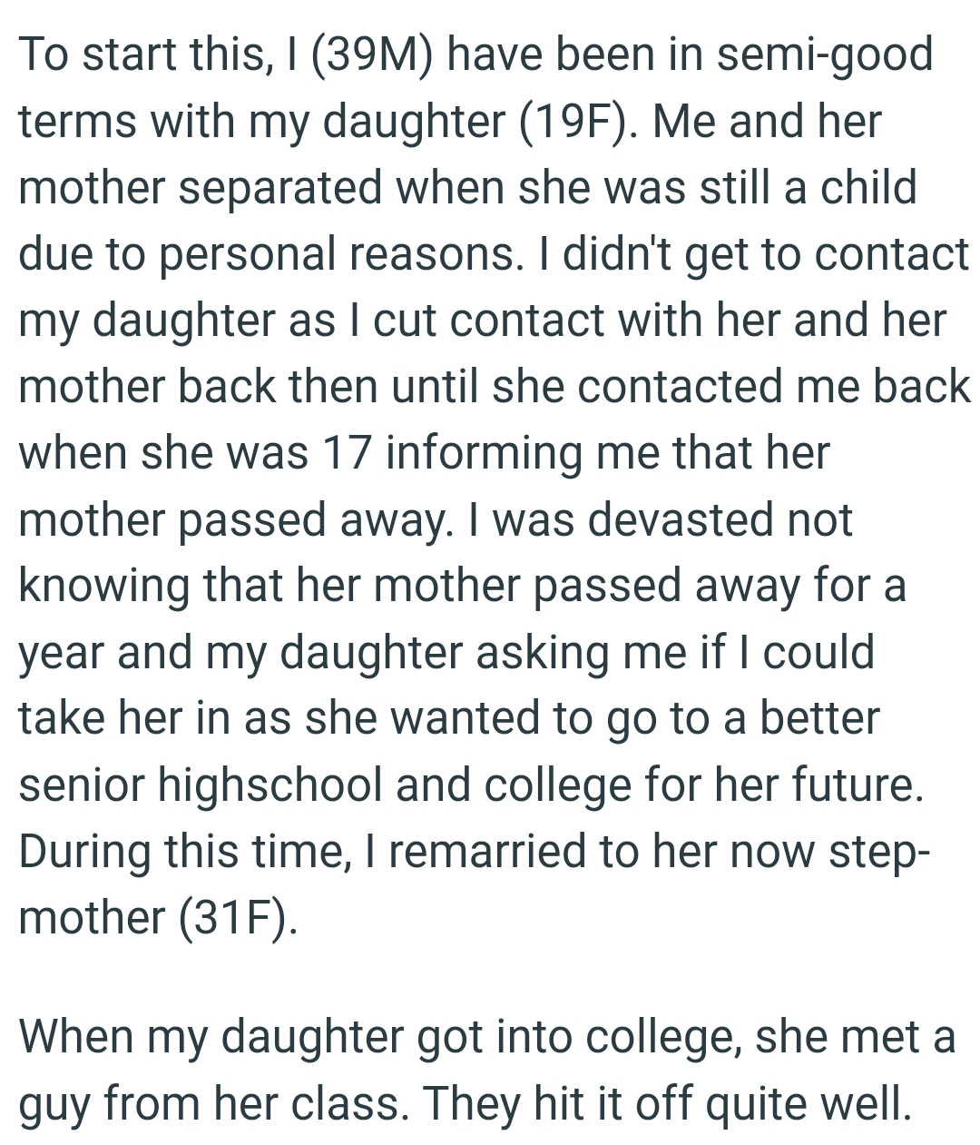 The OP was devasted not knowing that her mother passed away