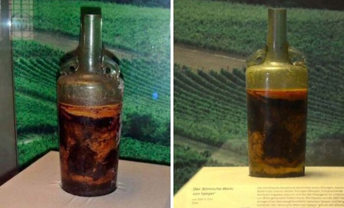 11. An undamaged vessel containing wine from the Roman era dating back to 325 AD.