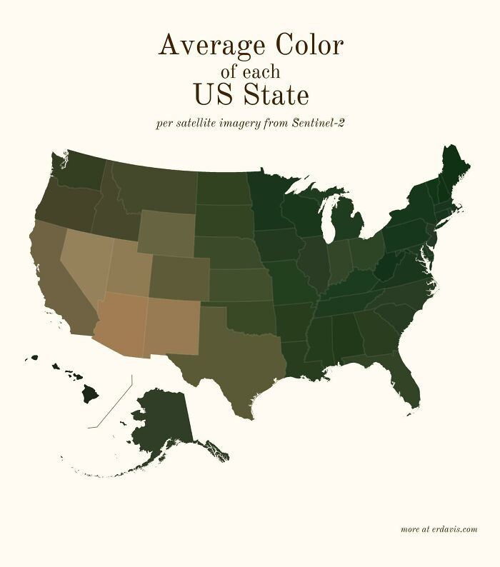 Average Color Of Us State Based On Satellite Imaging