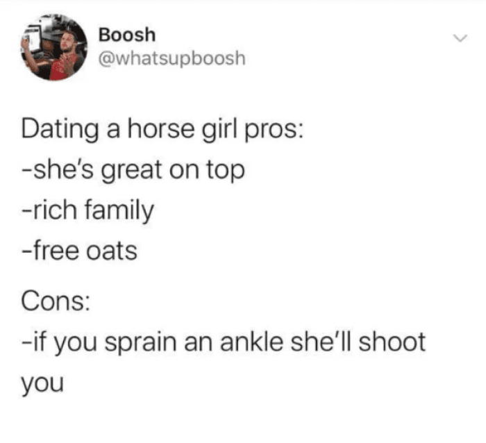 6. The pros and con of dating a horse girl