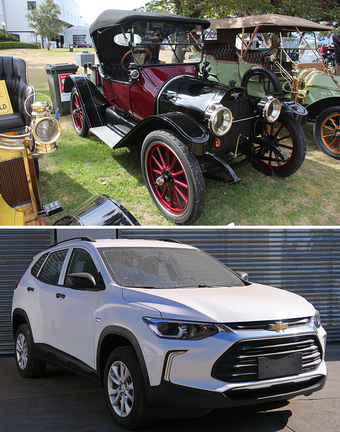 3. Chevrolet Series H-2 (1914) vs. Chevrolet Tracker 1.2 Turbo LS (2022)