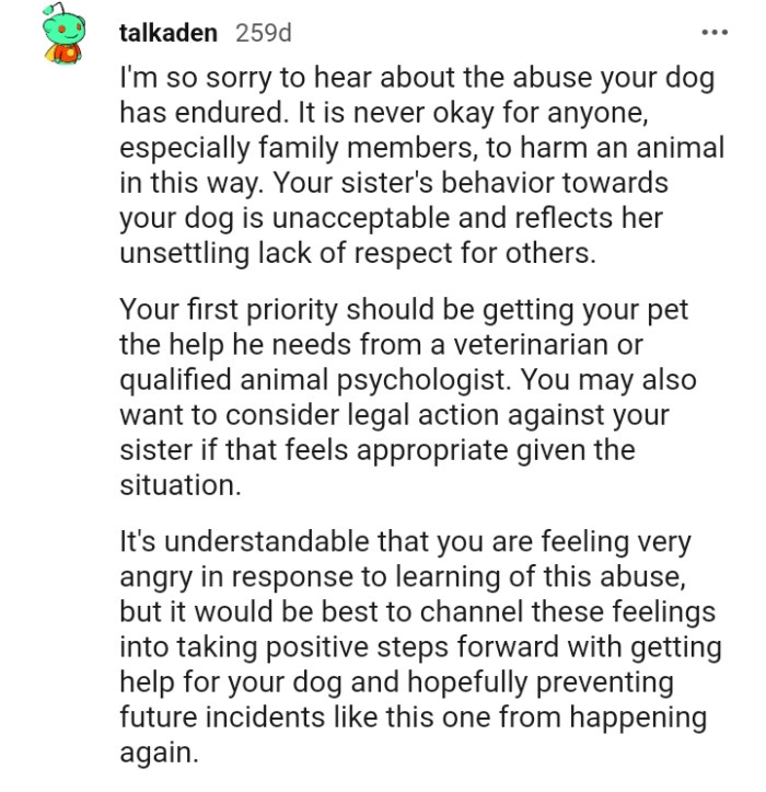 OP's sister's behavior towards the dog is totally unacceptable