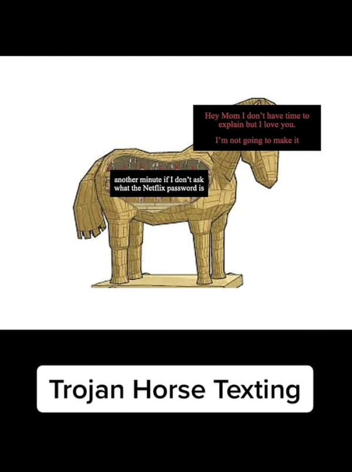 This is a kind of message that is labelled as a Trojan Horse texting model. The first impression on the message due to the read receipt shows an alarming statement, when actually, the real message is hidden on the second half of the chat.