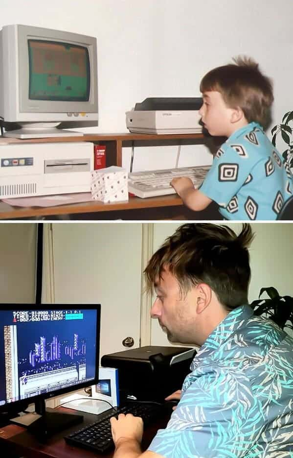 Nothing has changed. He's still playing video games as an adult.