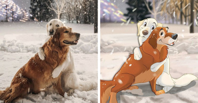 Artist Transforms Pet Photos Into Charming 'Disney-Style' Images To Help Them Get Adopted (20+ Photos)