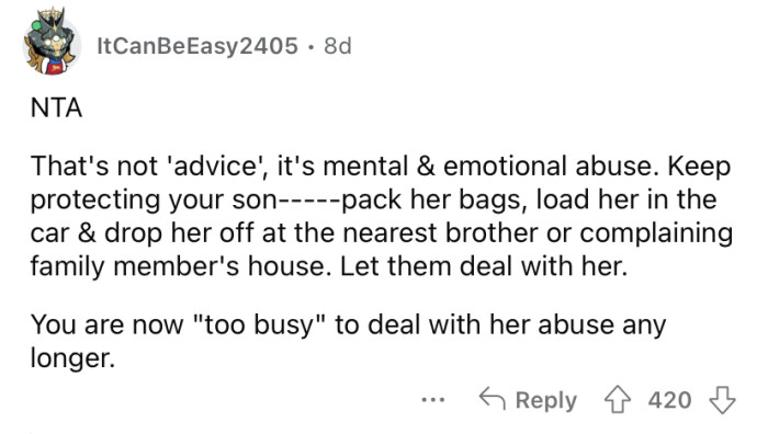 "Mental & emotional abuse."