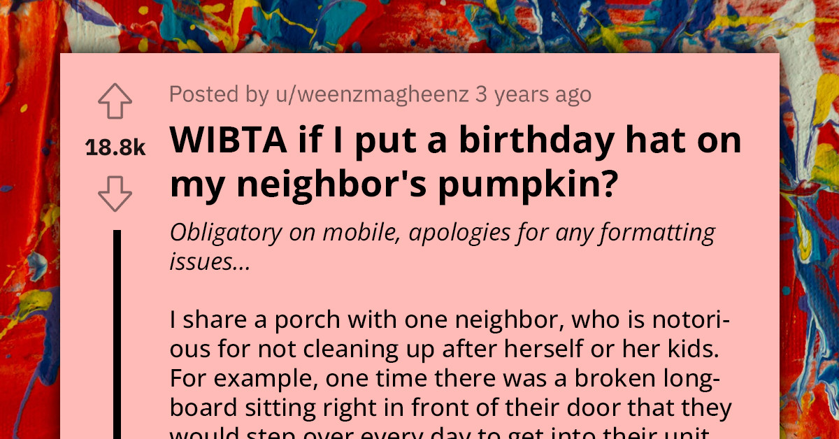Untidy Mom Leaves Halloween Decorations Out For A Year, Neighbor Buys Party Decors To Celebrate The Rotten Pumpkin's First Birthday