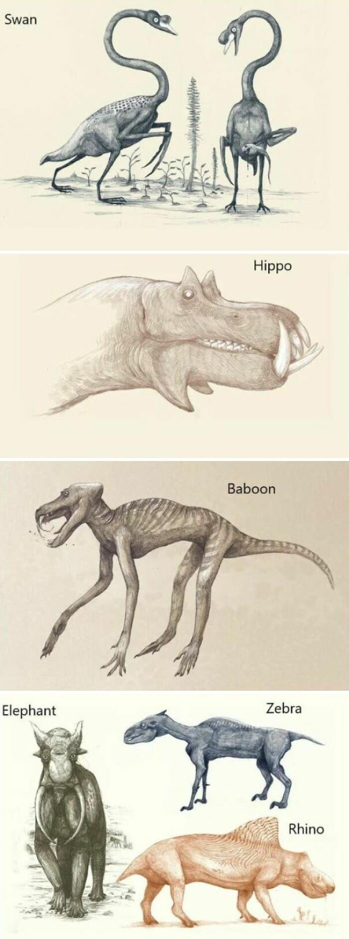 45. If We Drew Modern Animals The Way We Draw Dinosaurs, Based On Bones Alone