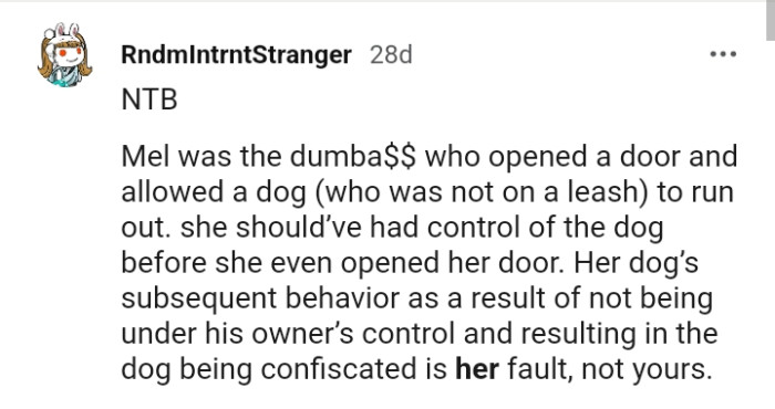 It's as a result of not being under his owner's control