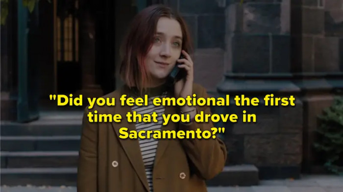 5. In 'Lady Bird' ending when Christine leaves her mom a voicemail describing how she felt the first time she drove around Sacramento