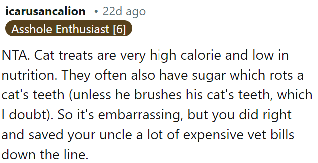 Cat treats are unhealthy, high-calorie, and low in nutrition.
