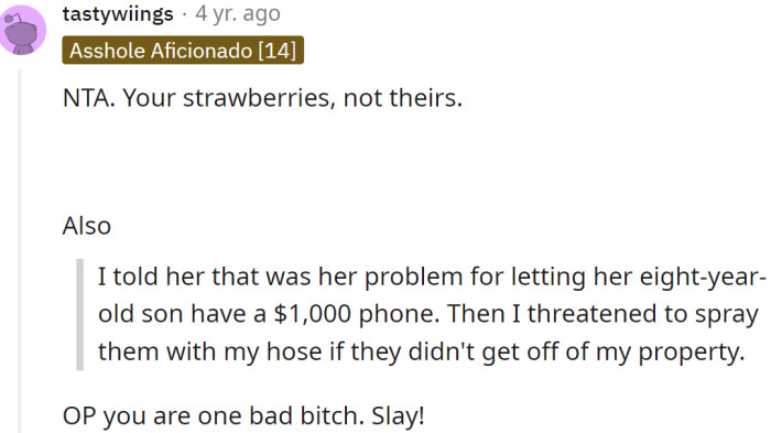 It's the OP's strawberries, not theirs