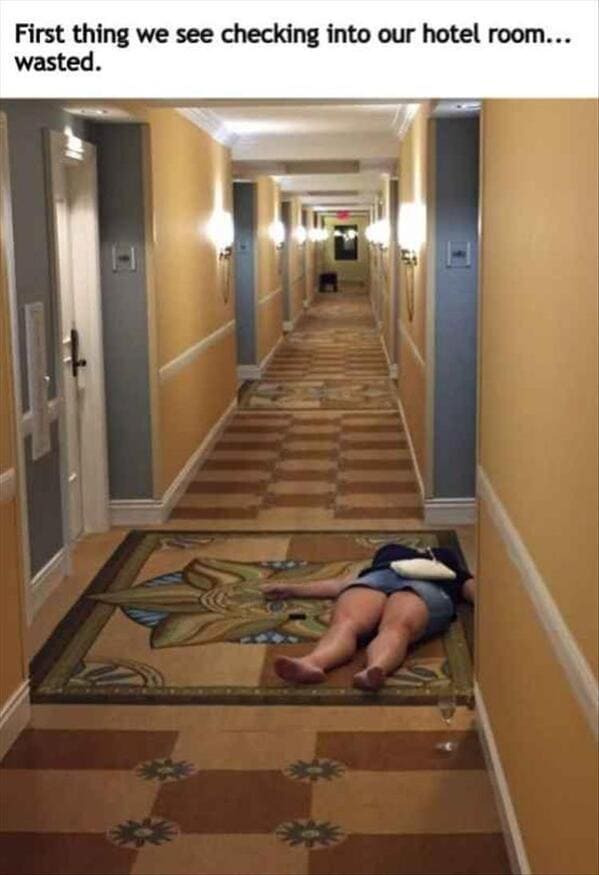 29. Someone couldn't make it to their room