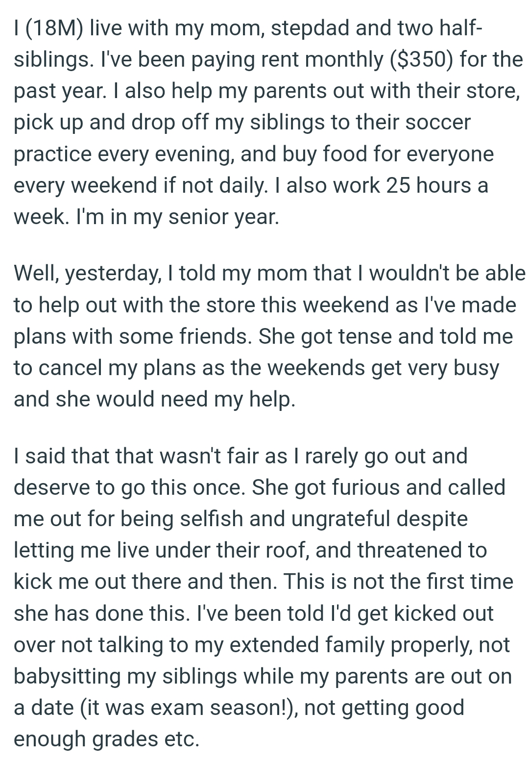 OP's mom got tensed and told him to cancel his plans