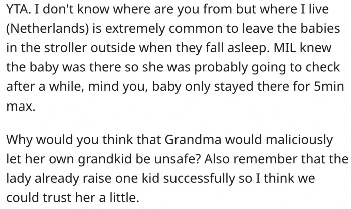 16. Her mother-in-law .has successfully raised a child already, so she knows what she's doing