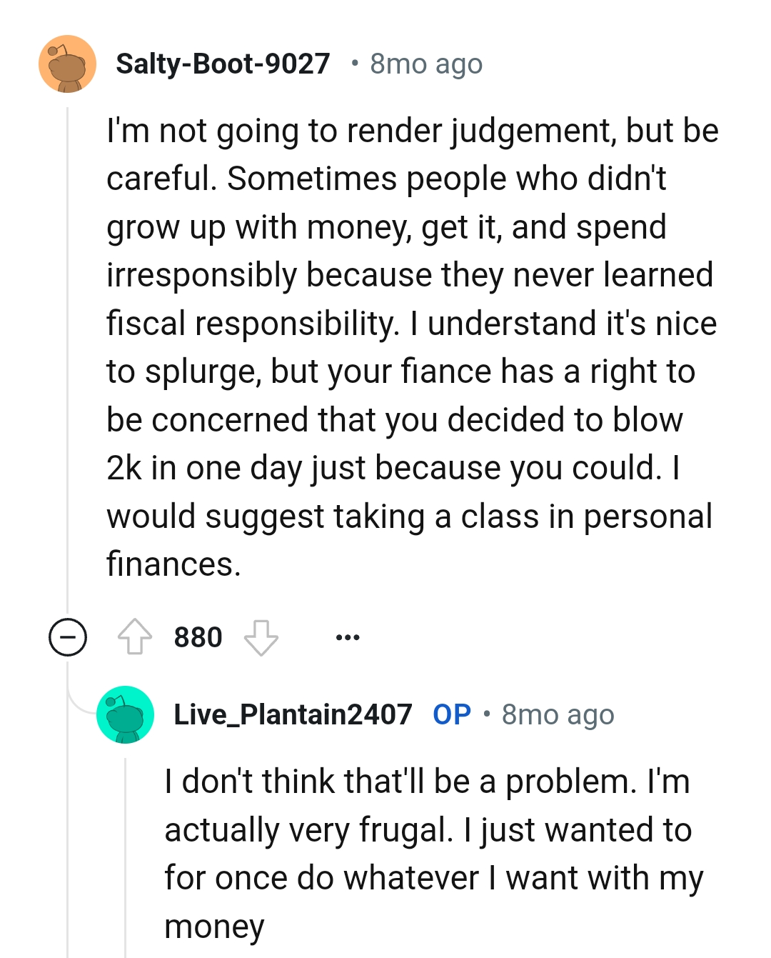 OP's fiance has a right to be concerned that she blew so much money