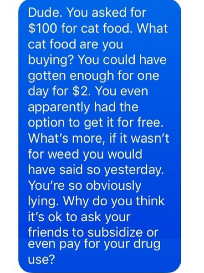 Redditor's Friend Asks For Money Claiming It's For "Cat Food," But
