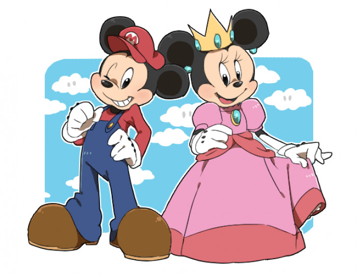 10. Mickey as Mario and Minnie as Princess Peach