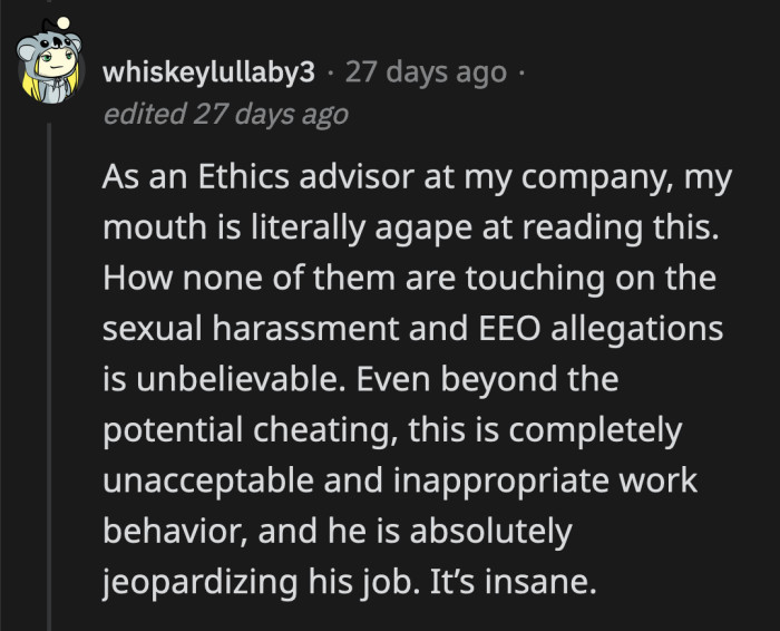OP's husband and his coworkers are beyond inappropriate. They're the examples of what not to do in those sexual harassment training videos.