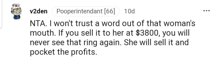 Defiant Redditor Resists Mom's Push To Sell Cherished Heirloom Ring To ...